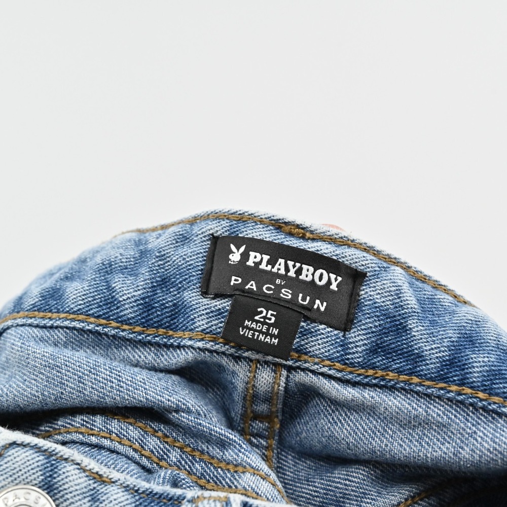 Playboy X Pacsun Slash Mom‎ Jeans Size 25 Distressed Rainbow Paint Pocket Pride - Picture 6 of 12